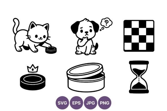 Cat and Dog Checker Game Icons Review
