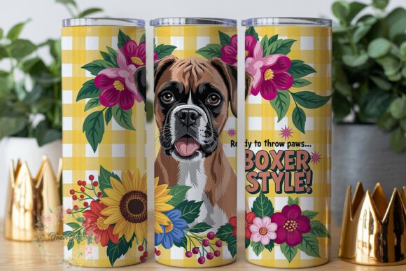 Cheerful Boxer Dog Floral Tumbler Wrap Design Review