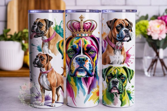 Colorful Boxer Dog Watercolor Tumbler Wrap