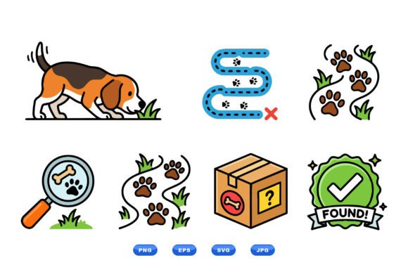 Cute Dog Tracking Vector Icons Review