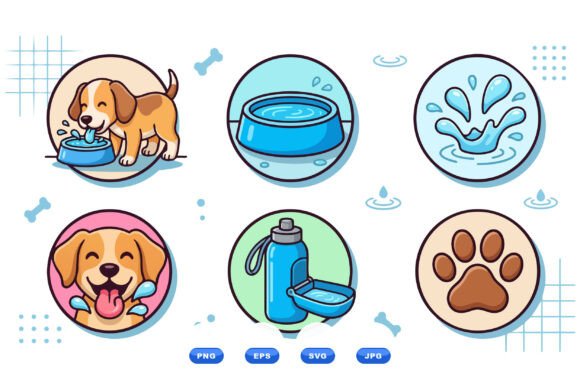 Cute Dog Water Bowl Icons Review