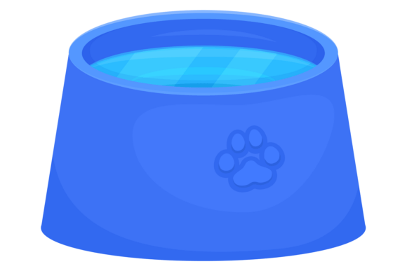 Dog Water Bowl Cartoon Icon Plastic Con
