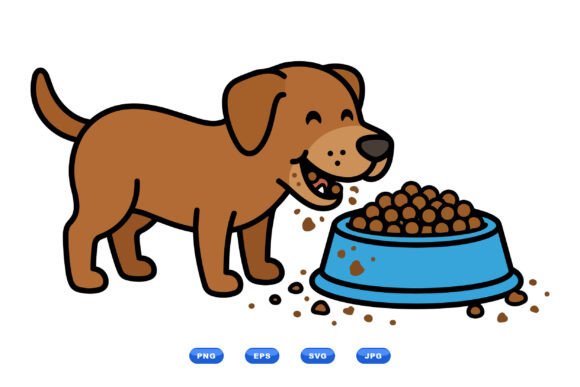 Happy Dog Eating Food Clipart Review