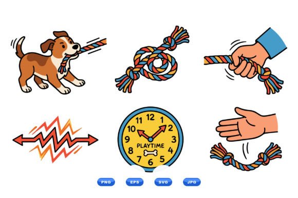 Playful Dog Tug Clipart Set Review