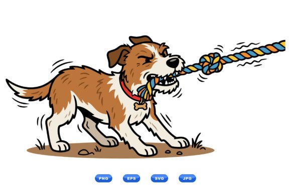 Playful Dog Tug Vector Clipart Review