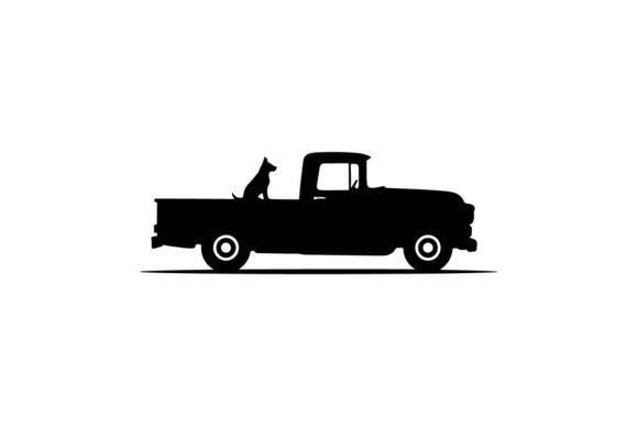 Silhouette of a Dog in a Vintage Pickup