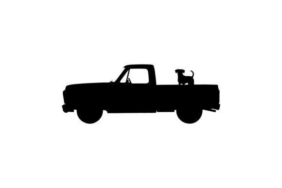 Silhouette of a Pickup Truck with Dog in