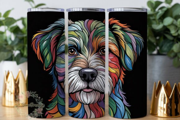 Stained Glass Dog Face Tumbler Wrap PNG Review