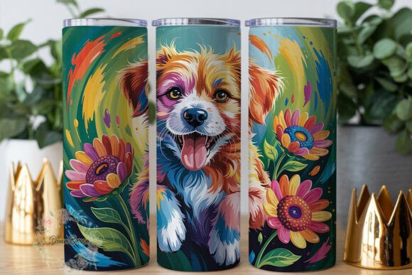 Vibrant Happy Dog Tumbler Wrap PNG Review