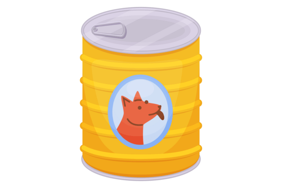 Wet Food Can Dog Cartoon Icon for Embroidery
