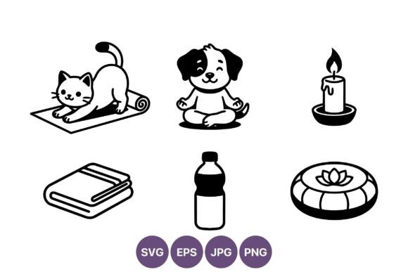 Yoga Cat Dog Candle Wellness Vector Review